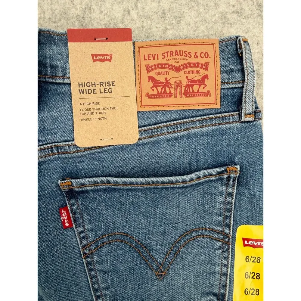 NWT Levi's Blue High-Rise Wide-Leg Jeans Size 28